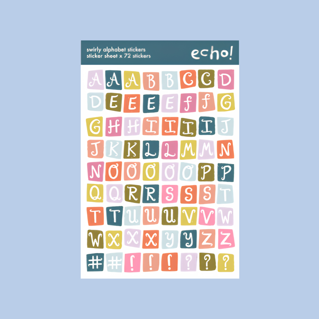 Swirly Alphabet Sticker Sheet V2