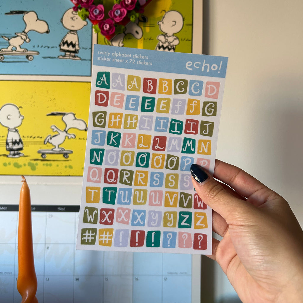 Swirly Alphabet Sticker Sheet V1