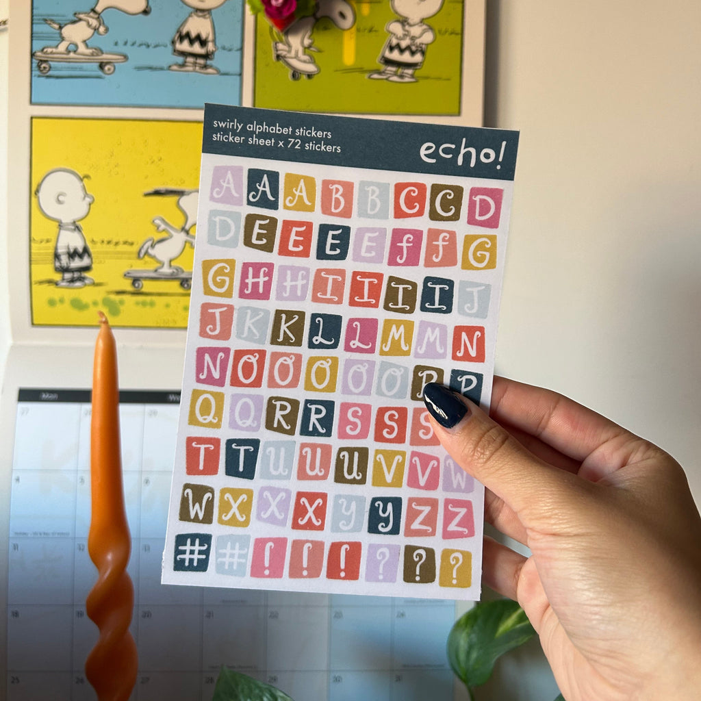 Swirly Alphabet Sticker Sheet V2